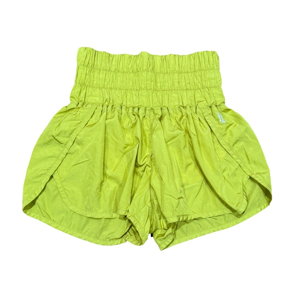 Free People‎ Movement The Way Home Shorts Yellow XS High Rise Smocked Activewear